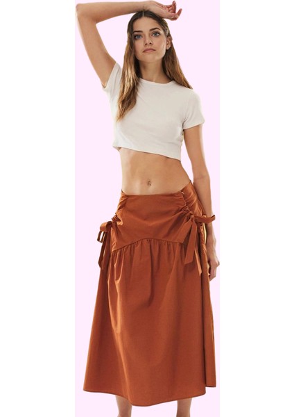 Kadın Poplin Dokuma Maxi Etek A Line Kesim Casual Stil Yaz Günlük Kullanım Kaliteli Malzeme