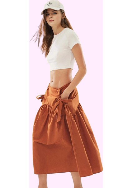 Kadın Poplin Dokuma Maxi Etek A Line Kesim Casual Stil Yaz Günlük Kullanım Kaliteli Malzeme fiyatları