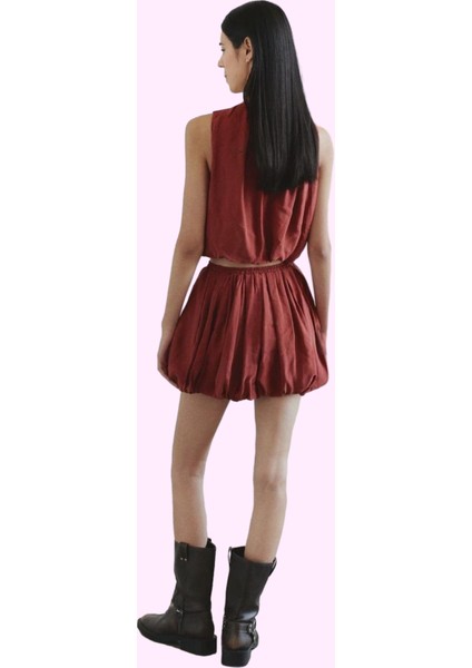 Yazlık Kadın Mini Etek Modal Polyester Melfi Dokuma Balon Yüksek Bel Yaz Aylarının Vazgeçilmezi modelleri