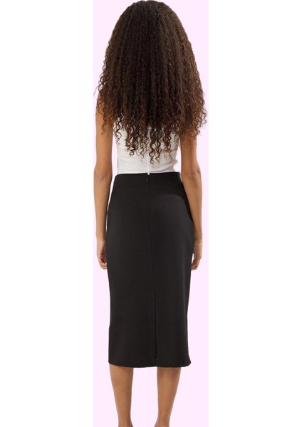 Kadın Taş Baskılı Midi Etek; Yüksek Bel Dokuma Kumaş Günlük ve Şık Kombinler Modern Tasarım modelleri