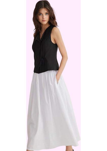 Kadın Günlük Casual Dokuma Maxi Etek Yüksek Bel Kloş Kesim Terrycotton Yaz Aylarının Vazgeçilmezi fiyatları