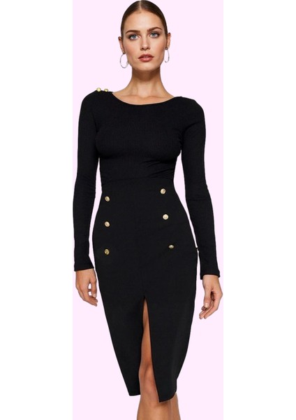 Kadın Kalem Etek Midi Boy Scuba Krep Kumaştan Polyester Günlük Kullanım Yaz Aylarının Vazgeçilmezi fiyatları