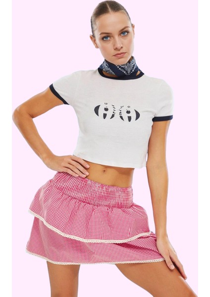 Kadın Fırfırlı Ekose Mini Etek; Kalçadan Oturan Yazlık Trend Günlük Kullanım Modern Tasarım fiyatları