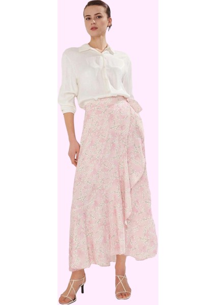 Kadın Yazlık Maxi Etek Çiçekli A Line Krep Dokuma Tasarım Günlük Kullanım Kaliteli Malzeme