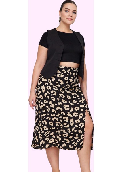 Kadın Animal Desenli Midi Etek Rahat Kesim Viskoz Kumaş Günlük Kullanım Yaz Aylarının Vazgeçilmezi fiyatları