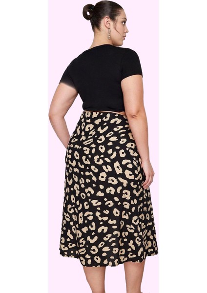 Kadın Animal Desenli Midi Etek Rahat Kesim Viskoz Kumaş Günlük Kullanım Yaz Aylarının Vazgeçilmezi modelleri