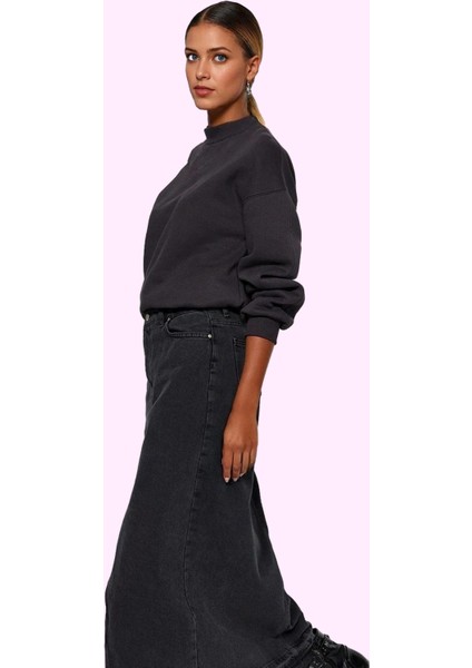 Kadın Pamuklu Denim Maxi Etek Yırtmaçlı A Line Günlük ve Şık Kombinler Için Modern Tasarım fiyatları