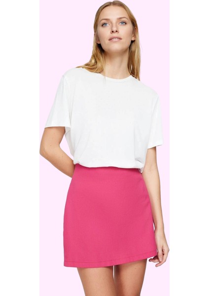 Kadın A Line Mini Etek Renk Yüksek Bel Kemer Detaylı Günlük Kombin Yaz Aylarının Vazgeçilmezi fiyatları