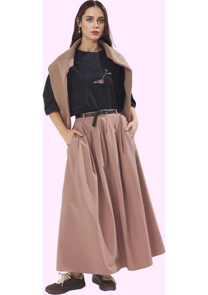 Kadın A Line Terrycotton Dokuma Maxi Etek Rahat Günlük Stil Hafta Sonu Yaz Aylarının Vazgeçilmezi