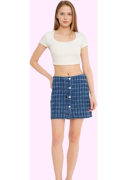 Kadın Basic Denim Şort Etek Pamuk Günlük Kombinler Için Hafta Sonu Yaz Aylarının Vazgeçilmezi