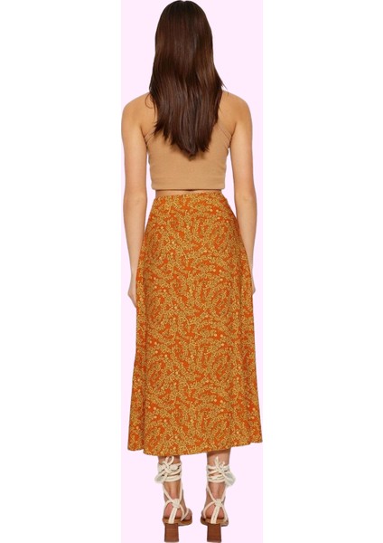 Kadın A Line Yırtmaçlı Çiçek Desenli Etek Viskoz Yazlık Günlük Kombin Yaz Aylarının Vazgeçilmezi modelleri