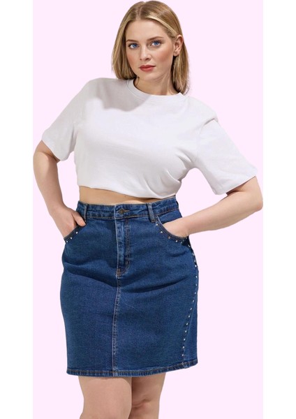 Kadın Denim A Line Mini Etek Yüksek Bel Rahat Günlük Kombin Hafta Sonu Yaz Aylarının Vazgeçilmezi