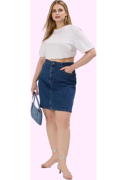 Kadın Denim A Line Mini Etek Yüksek Bel Rahat Günlük Kombin Hafta Sonu Yaz Aylarının Vazgeçilmezi fiyatları