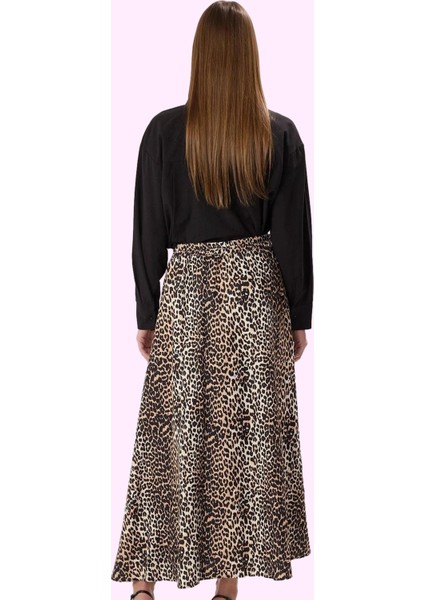 Kadın Maxi Boy Leopar Desenli Dokuma Etek Queen Crep Kumaş Günlük Şık Yaz Aylarının Vazgeçilmezi modelleri