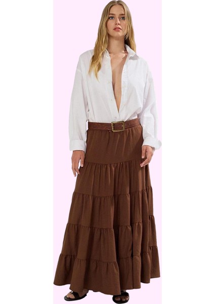 Kadın A Line Maxi Etek Dokuma Kumaştan Casual Günlük Stil Hafta Sonu Yaz Aylarının Vazgeçilmezi fiyatları