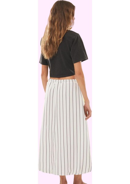 Kadın Günlük Maxi Etek Terrycotton Kumaş Çizgili Balon Hafta Sonu Yaz Aylarının Vazgeçilmezi modelleri