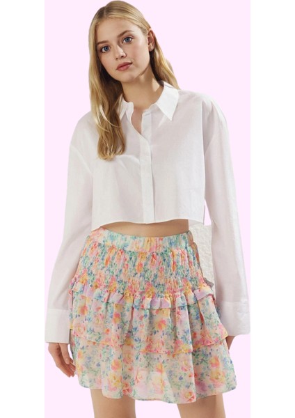 Kadın Mini Boy Kloş Şifon Etek Çok Çiçek Desenli Rahat Kesim Günlük Kullanım Modern Tasarım fiyatları