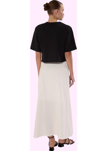 Kadın A Line Maxi Etek Pamuk Dokuma Keten Görünümlü Yazlık Günlük Kullanım Kaliteli Malzeme modelleri