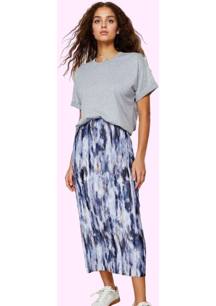 Kadın Örme Maxi Etek Normal Bel Pilise Soyut Desen Günlük Kombinler Yaz Aylarının Vazgeçilmezi