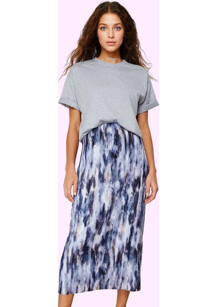 Kadın Örme Maxi Etek Normal Bel Pilise Soyut Desen Günlük Kombinler Yaz Aylarının Vazgeçilmezi fiyatları