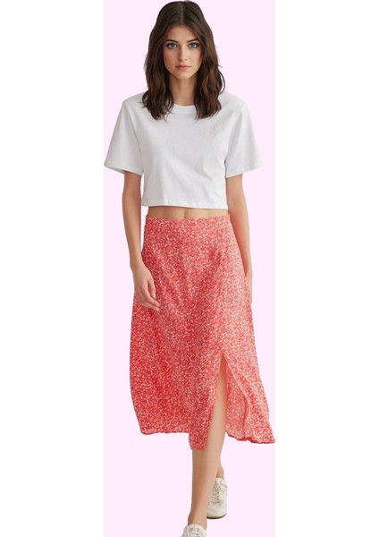 Kadın Viskoz Midi Boy A Line Etek Casual Günlük Yaz Kullanımı Için Yüksek Bel Modern Tasarım