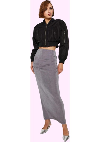 Kadın Maxi Etek Yüksek Belli Örme Kumaş Günlük Casual Hafta Sonu Yaz Aylarının Vazgeçilmezi