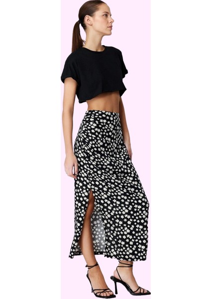 Kadın Papatya Desenli Kemerli A Line Midi Etek Günlük Kombinler Için Viskoz Modern Tasarım fiyatları