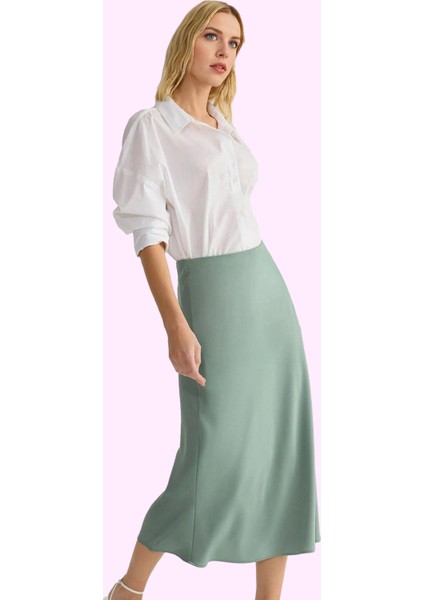 Kadın Düz Desenli Dokuma Midi Etek Rahat Günlük Kombinler Hafta Sonu Yaz Aylarının Vazgeçilmezi