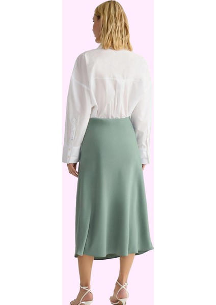 Kadın Düz Desenli Dokuma Midi Etek Rahat Günlük Kombinler Hafta Sonu Yaz Aylarının Vazgeçilmezi modelleri