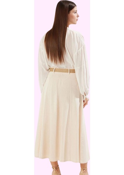 Kadın A Line Maxi Etek Pamuk Keten Karışımlı Dokuma Yazlık Günlük Kullanım Kaliteli Malzeme modelleri