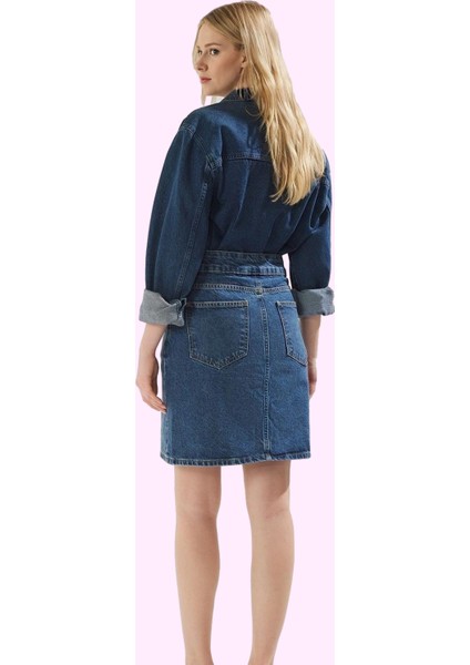 Kadın Denim Etek Pamuk Ön Düğmeli Mini Boy Casual Günlük Kullanım Yaz Aylarının Vazgeçilmezi modelleri