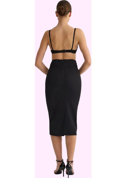 Kadın Finike Dokuma Midi Kalem Etek Yüksek Bel Korse Detay Şık Günlük Kullanım Özel Günler modelleri