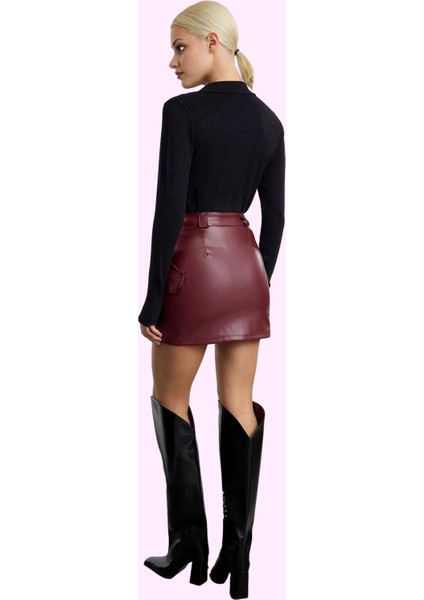 Kadın Yüksek Belli Mini Etek Casual Stil Cep Detaylı Örme Kumaş Yaz Aylarının Vazgeçilmezi modelleri