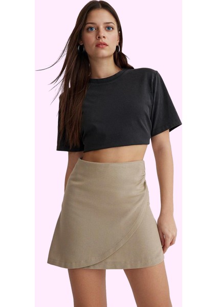 Kadın Yazlık Mini Etek Renk Keten Görünümlü Dokuma Kumaş Rahat Kesim Yaz Aylarının Vazgeçilmezi fiyatları