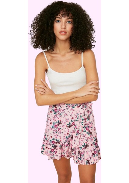 Kadın Skater Mini Etek Polyester Kaşkorse Kumaş Çiçekli Desenli Yazlık Yaz Aylarının Vazgeçilmezi fiyatları