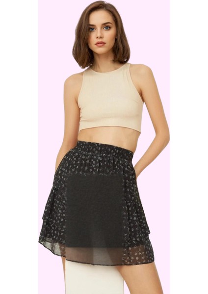 Kadın Kemerli Astarlı Mini Etek Polyester Şifon Kumaş Günlük Hafta Sonu Yaz Aylarının Vazgeçilmezi