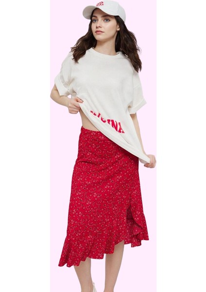 Kadın Skater Kalıp Midi Etek Renk Çiçek Desenli Yazlık Model Günlük Kullanım Modern Tasarım fiyatları