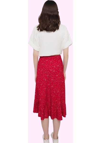 Kadın Skater Kalıp Midi Etek Renk Çiçek Desenli Yazlık Model Günlük Kullanım Modern Tasarım modelleri