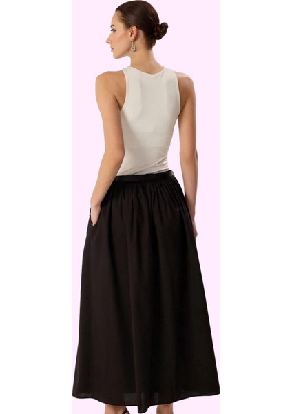 Kadın Maxi Etek Düz Desen A Line Kesim Terrycotton Kumaş Günlük Kullanım Dayanıklı Malzeme modelleri