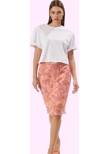 Kadın Kalem Kalıp Tül Etek Astarlı Midi Boy Yazlık Günlük Hafta Sonu Yaz Aylarının Vazgeçilmezi