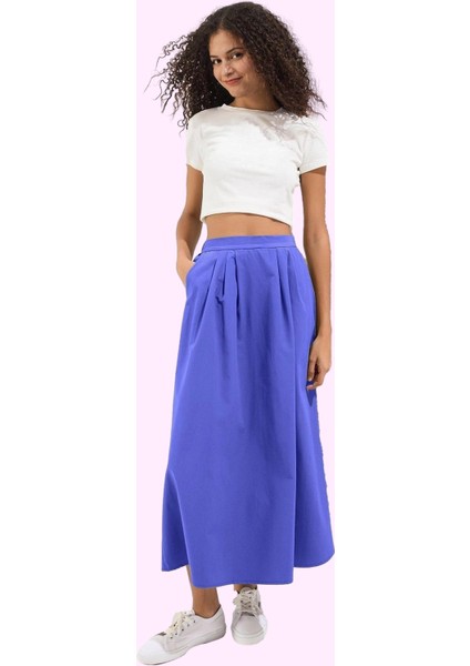 Kız Çocuk Casual Kloş Maxi Etek; Renk Pile Detaylı Dokuma Kumaş Yaz Aylarının Vazgeçilmezi fiyatları