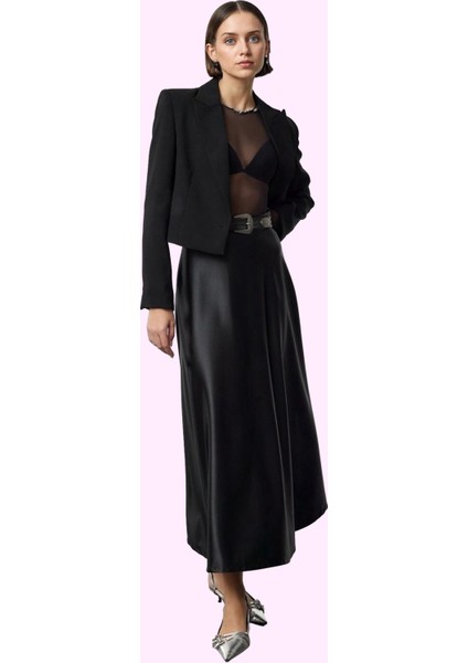 Kadın Şık Saten Etek Maxi Boy Yüksek Bel A Line Günlük Hafta Sonu Yaz Aylarının Vazgeçilmezi