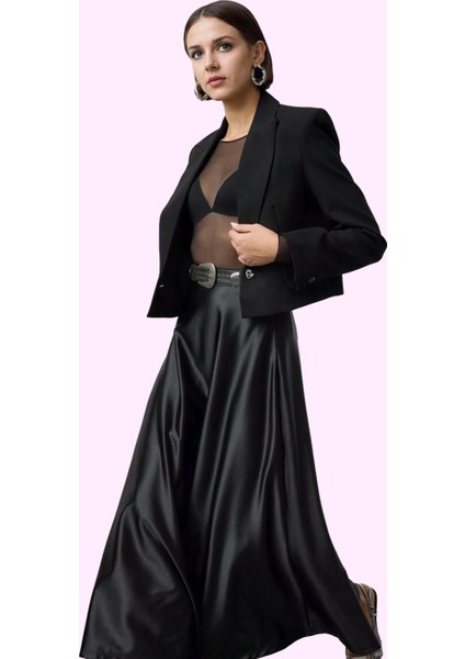 Kadın Şık Saten Etek Maxi Boy Yüksek Bel A Line Günlük Hafta Sonu Yaz Aylarının Vazgeçilmezi fiyatları