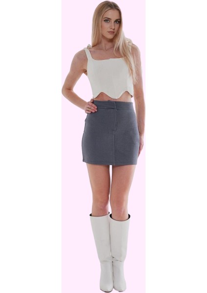 Kadın Yazlık Mini Etek Renk Yüksek Bel Kalem Kesim Rahat Örme Kumaş Yaz Aylarının Vazgeçilmezi