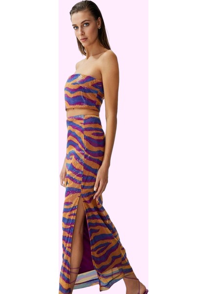 Kadın Animal Desenli Örme Maxi Etek; Astarlı Payetli Şık Gece Elbiseleri Için Günlük Kullanım modelleri