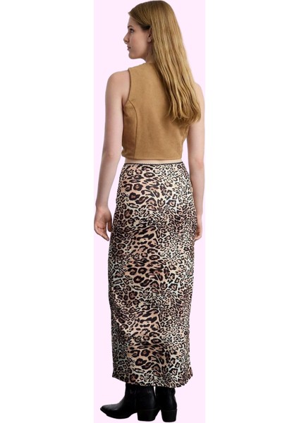 Kadın Yüksek Bel Leopar Baskılı Örme Maxi Etek Günlük Casual Kombinler Yaz Aylarının Vazgeçilmezi modelleri