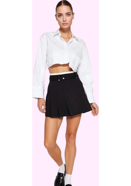 Kadın Düz Desen Mini Etek Kemerli Casual A Line Gabardin Günlük Kullanım Dayanıklı Malzeme