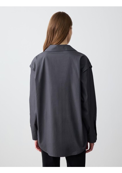 Antrasit %100 Pamuk Rahat Kesim Uzun Kollu Poplin Dokuma Gömlek indirimleri