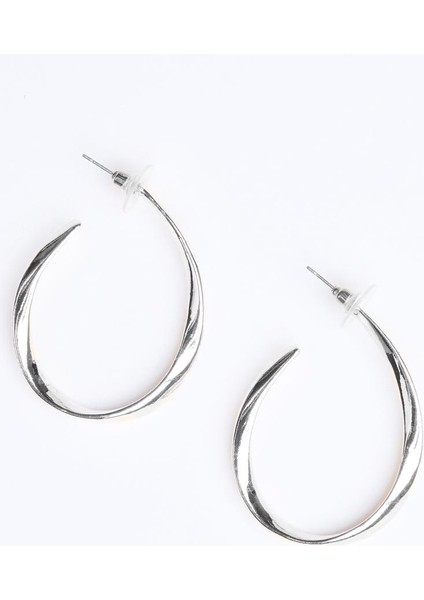 Gümüş Rengi Zarif Yarım Halka Küpe