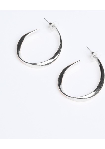 Gümüş Rengi Zarif Yarım Halka Küpe modelleri